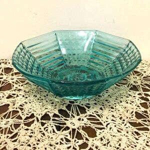 Aquamarine Teal Blue/Green Octagon Bowl.